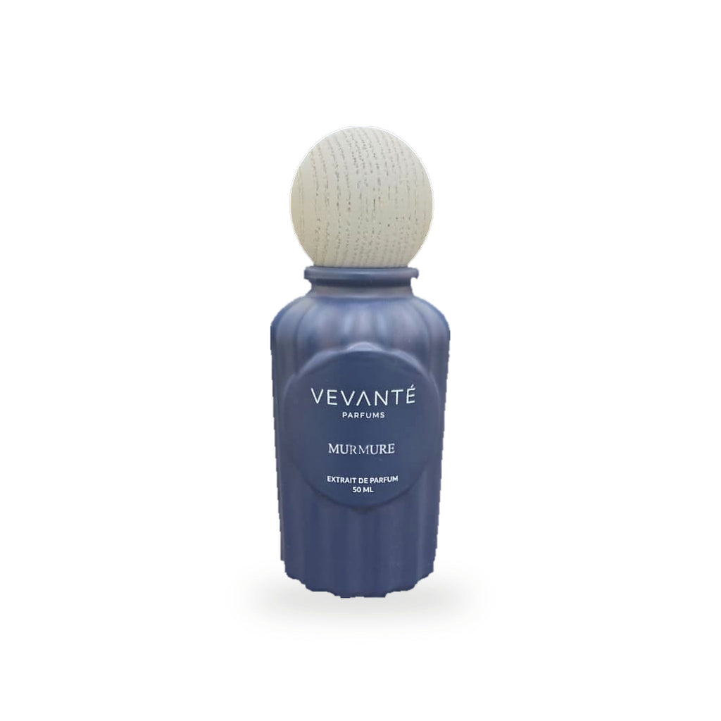 Vevanté Murmure 50 ml Extrait de Parfum — matte navy bottle with wooden sphere cap